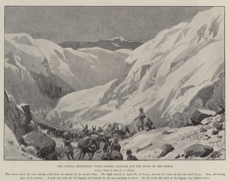 La spedizione di Chitral, con il generale Gatacre e i Buffs in marcia da William Barnes Wollen
