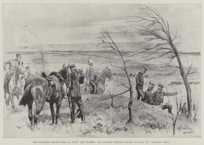 Le manovre militari nel Wiltshire e nel Dorset, Sir William Butler si rilassa su Gallons Hill da William Barnes Wollen