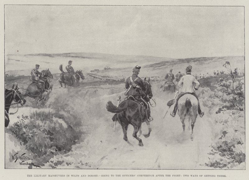 Le manovre militari nel Wiltshire e nel Dorset, andando alla conferenza degli ufficiali dopo la battaglia, due modi per arrivarci da William Barnes Wollen
