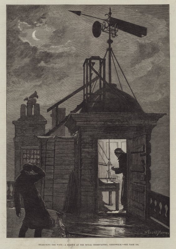 Misurare il Vento, uno Schizzo al Royal Observatory, Greenwich da William Bazett Murray