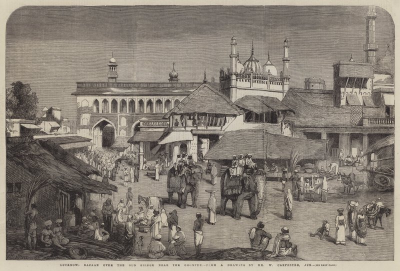 Lucknow, Bazar sul vecchio ponte vicino al Goomtee da William Carpenter