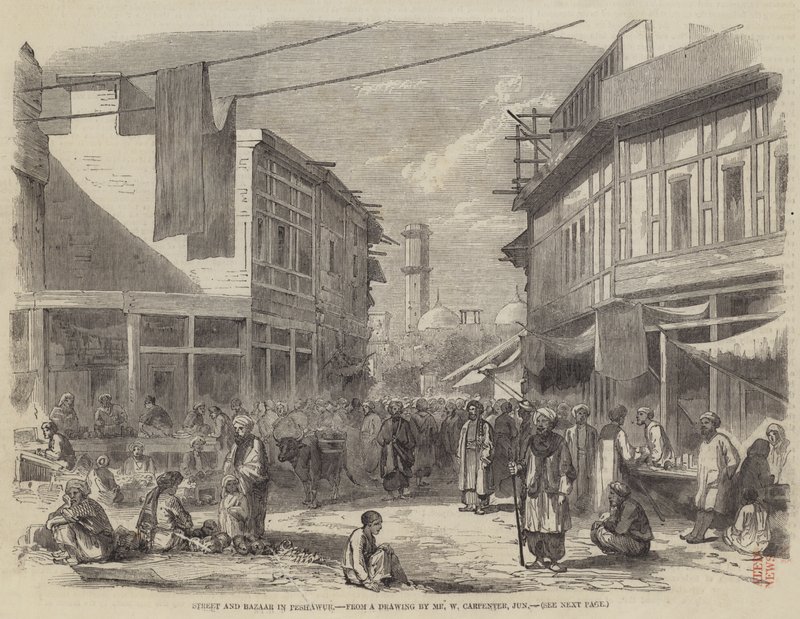 Strada e bazar a Peshawar da William Carpenter
