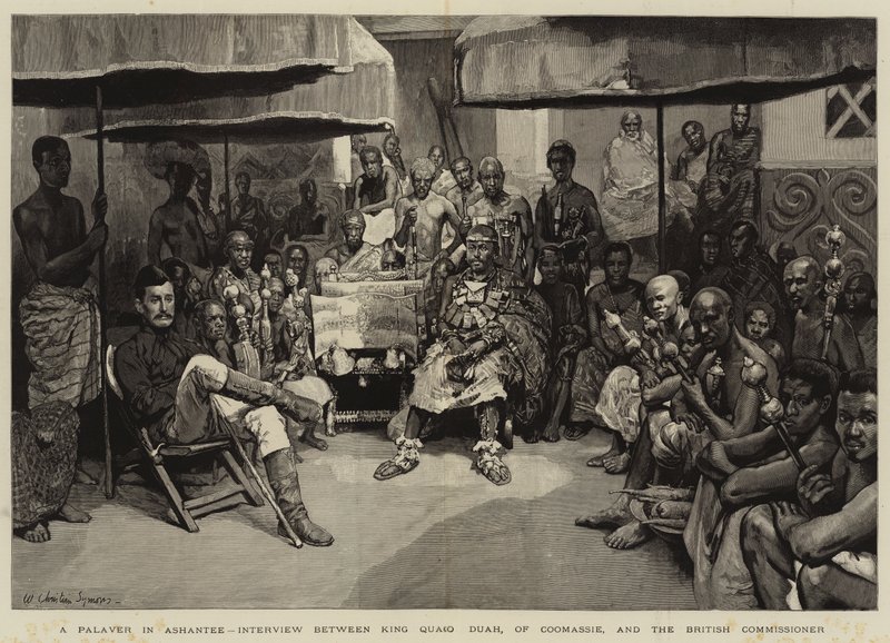 Un Palaver in Ashantee, Intervista tra il Re Quaco Duah di Coomassie e il Commissario Britannico da William Christian Symons