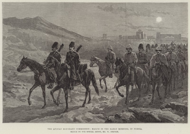 La Commissione di Confine Afghana, marcia al mattino presto, in Persia da William Crimea Simpson