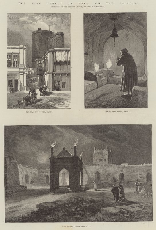 Il Tempio del Fuoco a Baku, sul Caspio da William Crimea Simpson