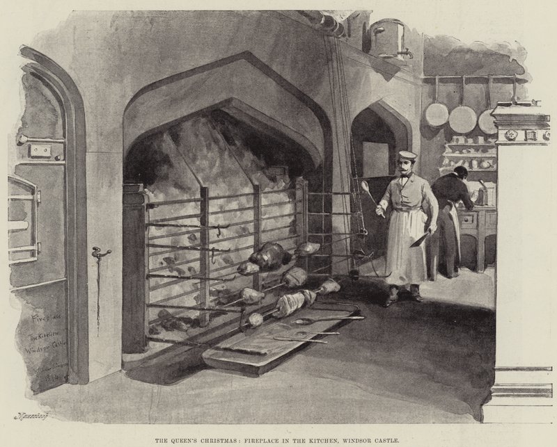 Il Natale della Regina, camino in cucina, Castello di Windsor da William Crimea Simpson