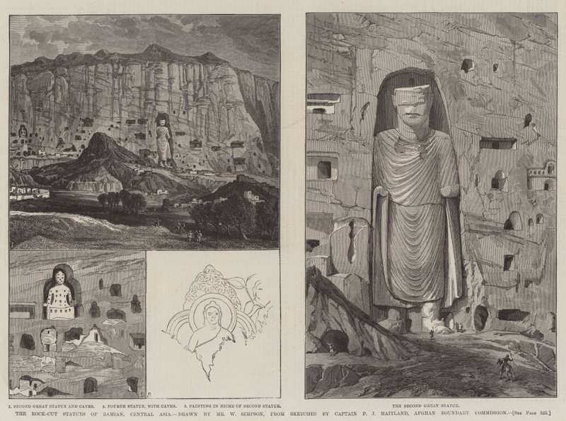 Le statue scolpite nella roccia di Bamian, Asia centrale da William Crimea Simpson