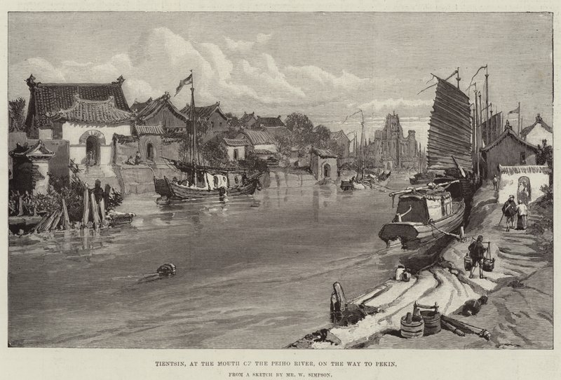 Tientsin, alla foce del fiume Peiho, sulla strada per Pechino da William Crimea Simpson