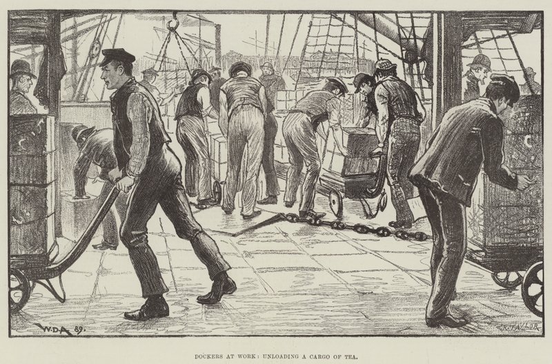 Scaricatori al lavoro, scaricando un carico di tè da William Douglas Almond