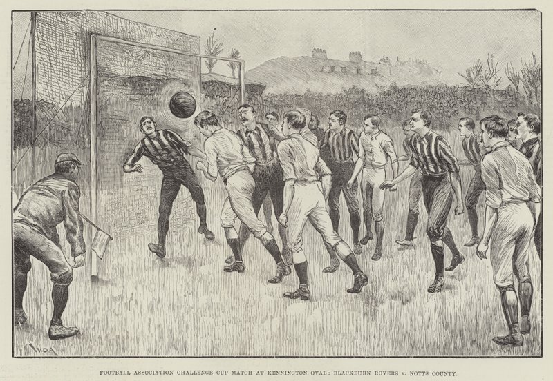 Partita della Coppa Challenge della Football Association al Kennington Oval, Blackburn Rovers contro Notts County da William Douglas Almond