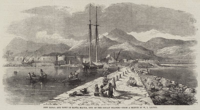 Nuovo canale e città di Santa Maura, una delle Isole Ionie da William Leighton Leitch