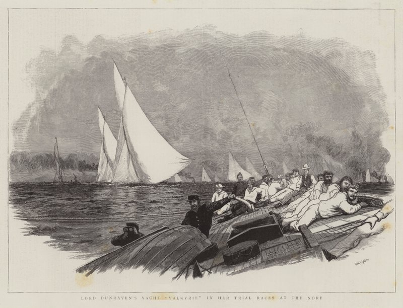 Lo yacht Valkyrie di Lord Dunraven nelle sue gare di prova al Nore da William Lionel Wyllie