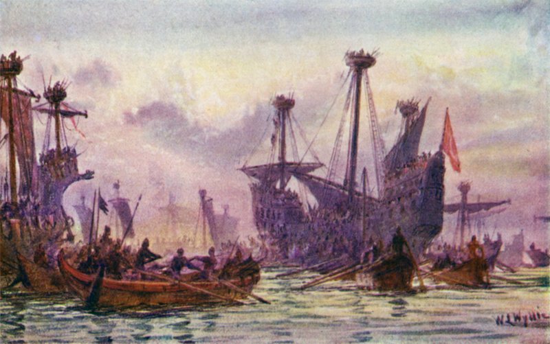 Riccardo I in azione con la nave saracena da William Lionel Wyllie