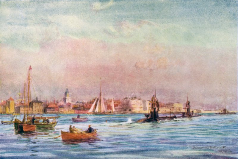 Sommergibili che lasciano il porto di Portsmouth da William Lionel Wyllie