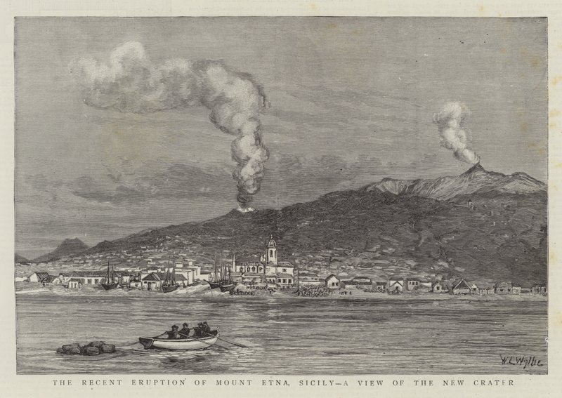 La recente eruzione del Monte Etna, Sicilia, una vista del nuovo cratere da William Lionel Wyllie