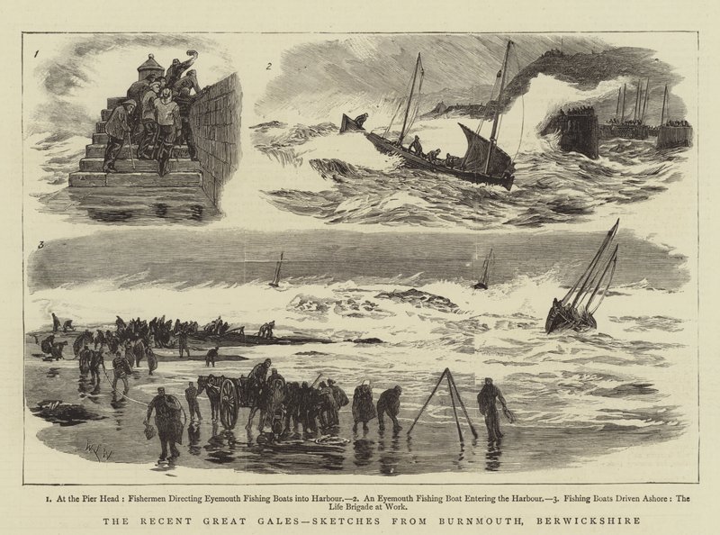 Le recenti grandi tempeste, schizzi da Burnmouth, Berwickshire da William Lionel Wyllie