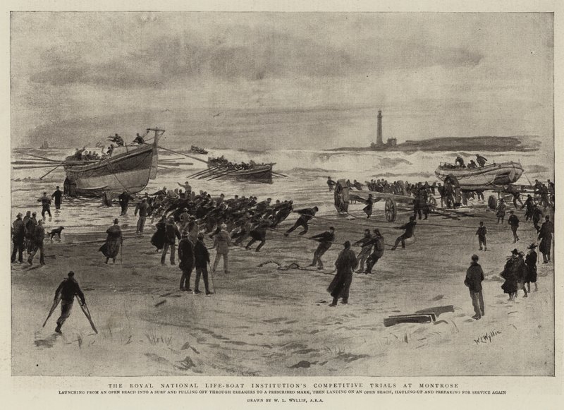 Prove competitive della Royal National Life-Boat Institution a Montrose da William Lionel Wyllie