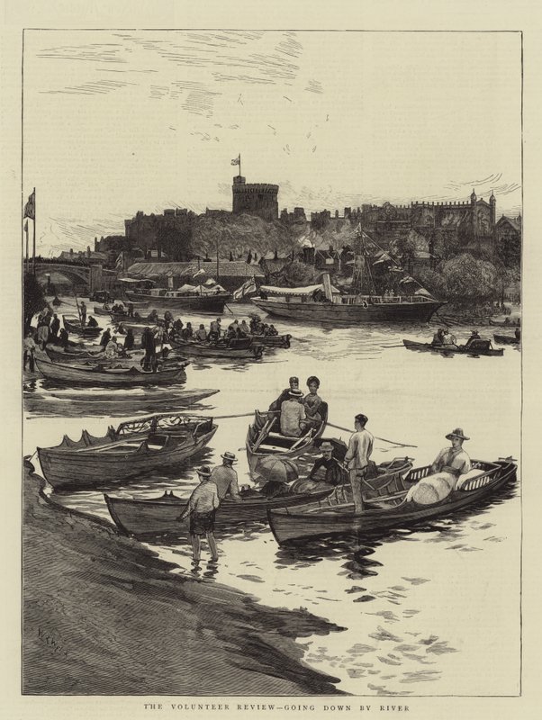La recensione del volontario, scendendo per il fiume da William Lionel Wyllie