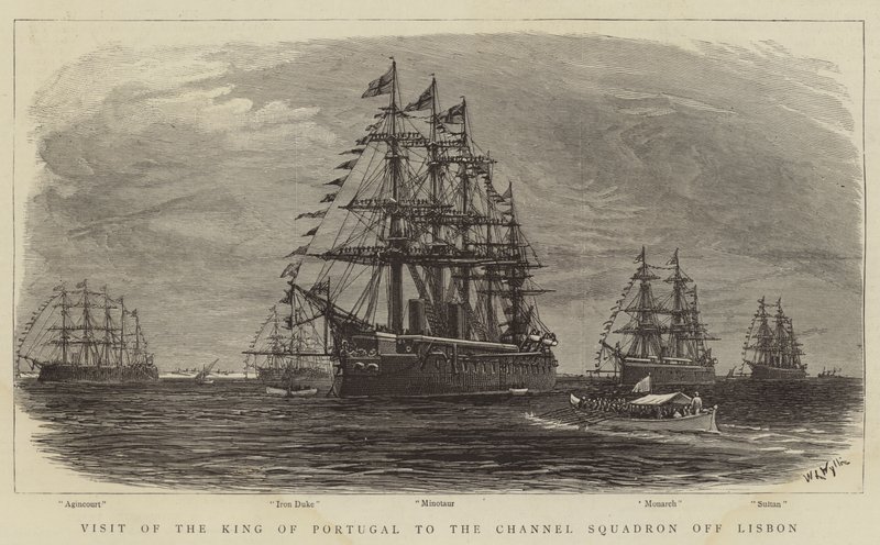 Visita del Re del Portogallo alla Squadra del Canale al largo di Lisbona da William Lionel Wyllie