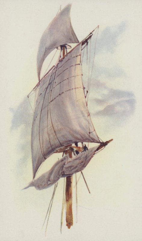 Vela di Maestra e Vela di Gabbia del Valhalla da William Lionel Wyllie