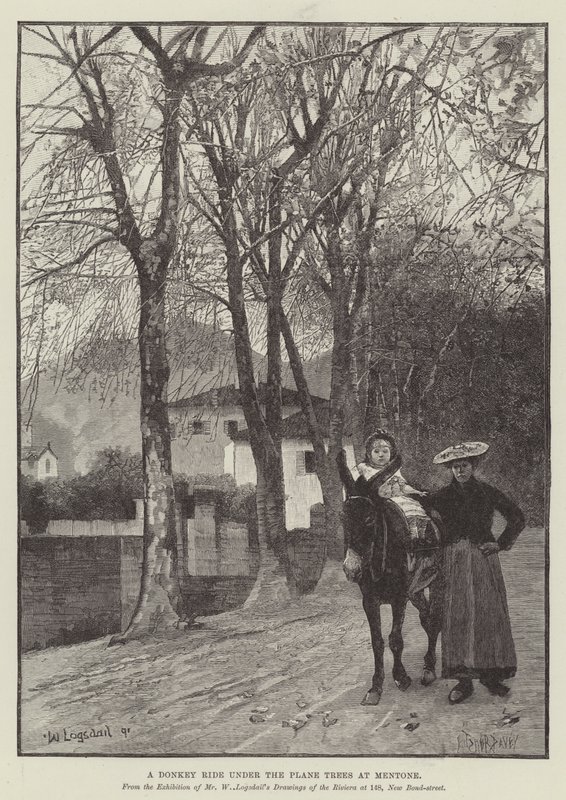 Una cavalcata sotto i platani a Mentone da William Logsdail
