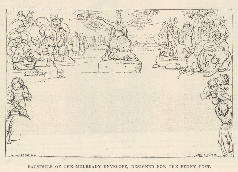Facsimile della busta Mulready, progettata per il Penny Post da William Mulready