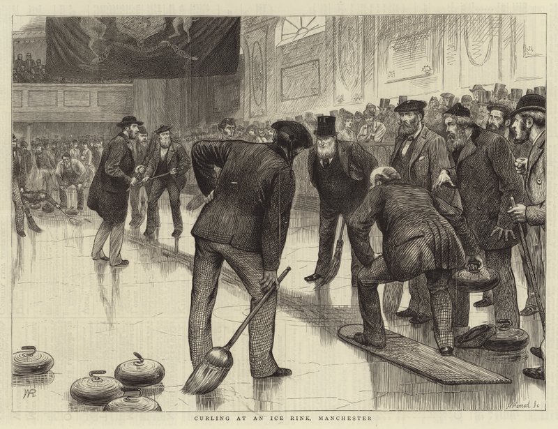 Curling su una pista di ghiaccio, Manchester da William Ralston