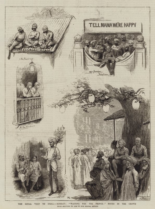 La visita reale in India, Bombay, in attesa del principe, note nella folla da William Ralston