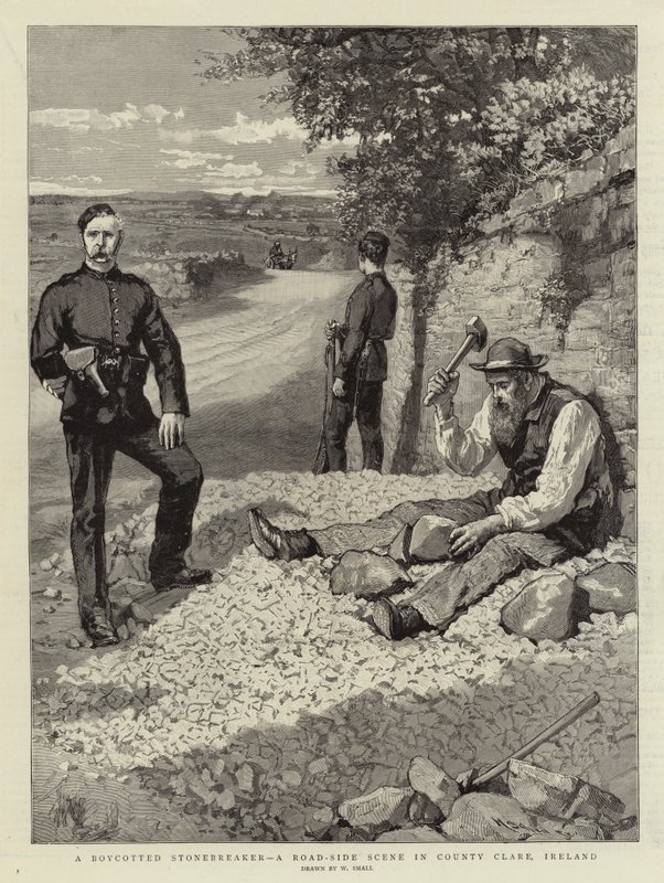 Un rompi-pietre boicottato, scena lungo la strada nella contea di Clare, Irlanda da William Small