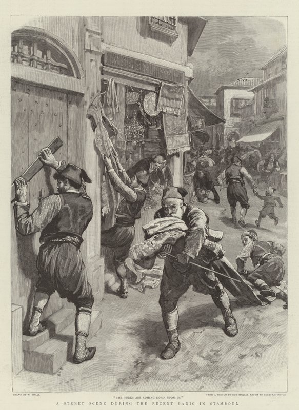 Una scena di strada durante il recente panico a Stamboul da William Small