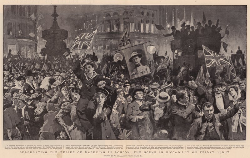 Celebrazione del sollievo di Mafeking a Londra, la scena a Piccadilly venerdì sera da William Small