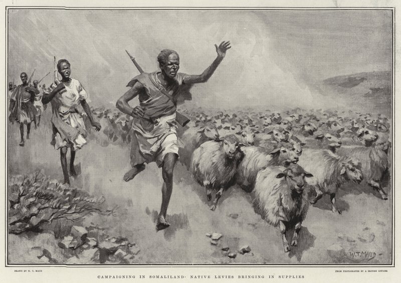 Campagna in Somaliland, i nativi portano rifornimenti da William T. Maud