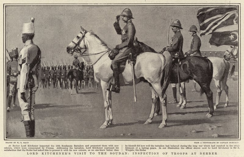 La visita di Lord Kitchener al Sudan, ispezione delle truppe a Berber da William T. Maud