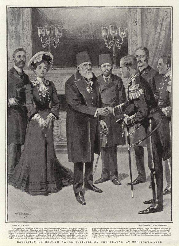 Accoglienza degli ufficiali navali britannici dal Sultano a Costantinopoli da William T. Maud