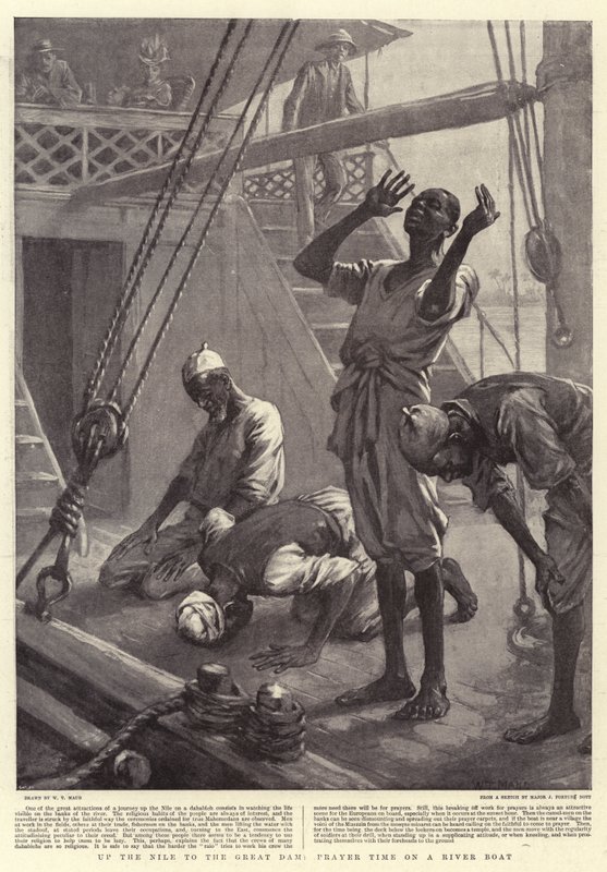 Su per il Nilo fino alla Grande Diga, tempo di preghiera su una barca fluviale da William T. Maud