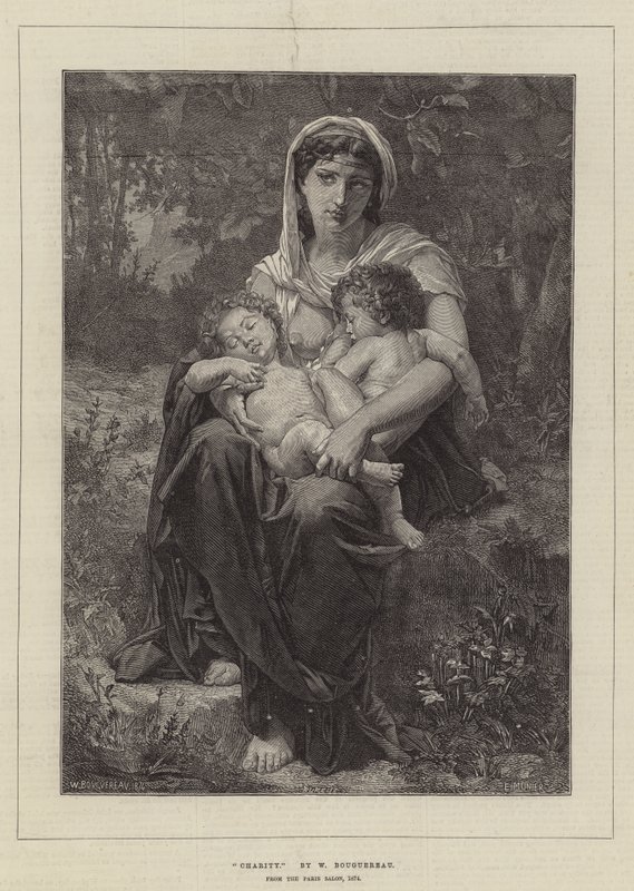 Carità, dal Salon di Parigi, 1874 da William Adolphe Bouguereau
