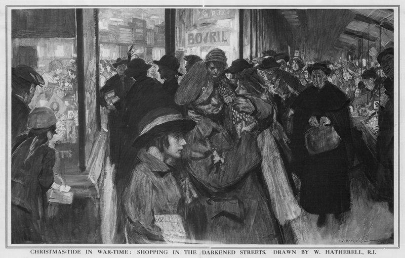 Natale in tempo di guerra: shopping nelle strade oscurate da William (after) Hatherell