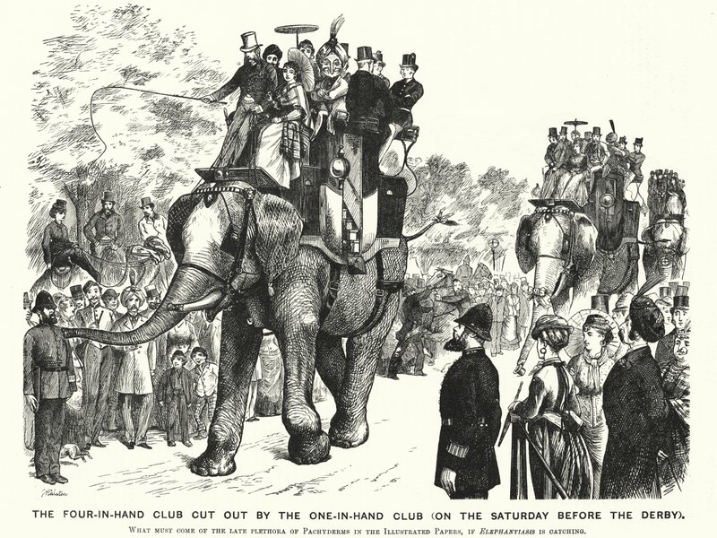 Cartone animato di Punch: Il club a quattro mani tagliato fuori dal club a una mano (il sabato prima del Derby) da William (after) Ralston