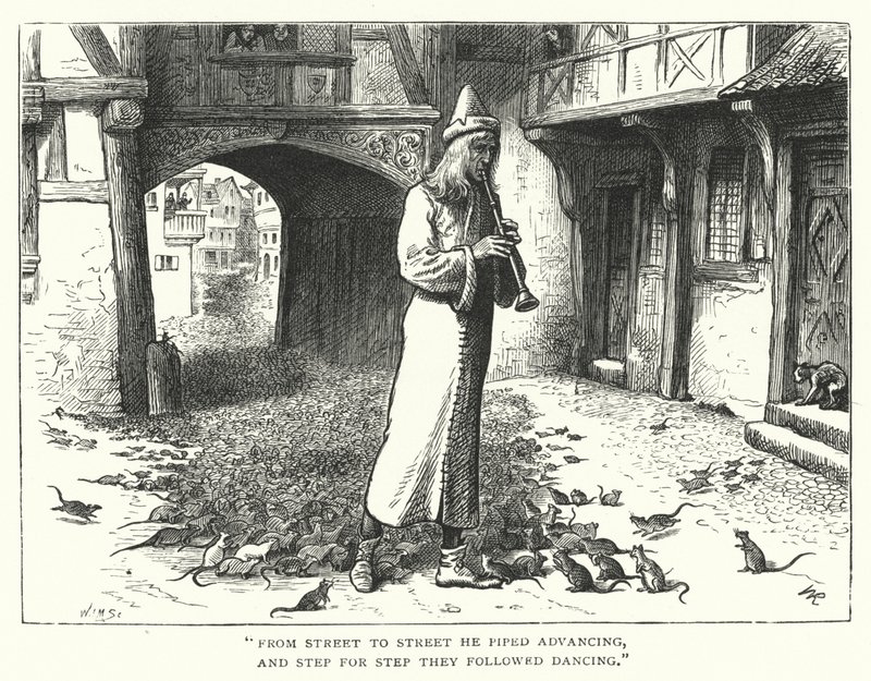 Il Pifferaio di Hamelin (incisione) da William (after) Ralston