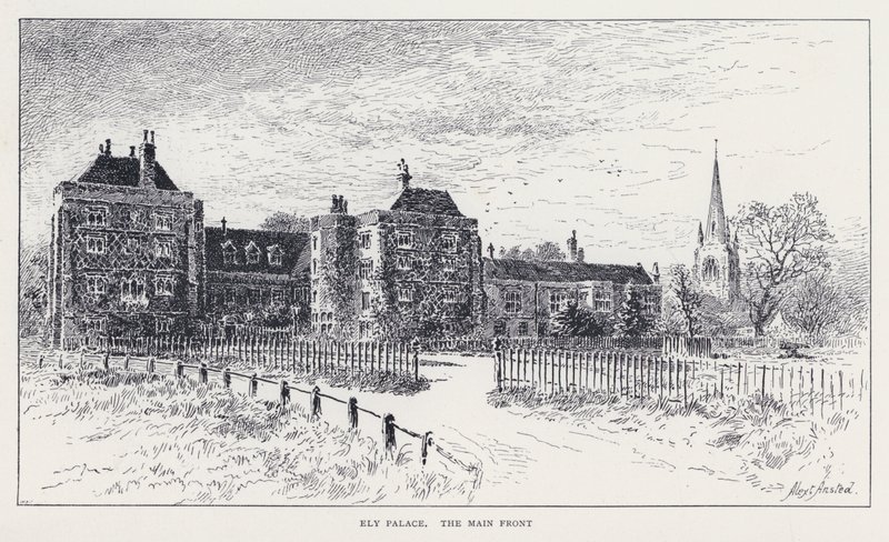 Palazzo di Ely, La Facciata Principale (incisione) da William Alexander Ansted