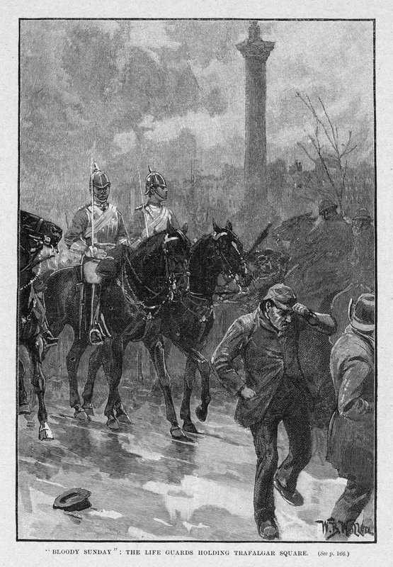 Domenica di sangue: le Guardie a cavallo che tengono Trafalgar Square da William Barnes Wollen