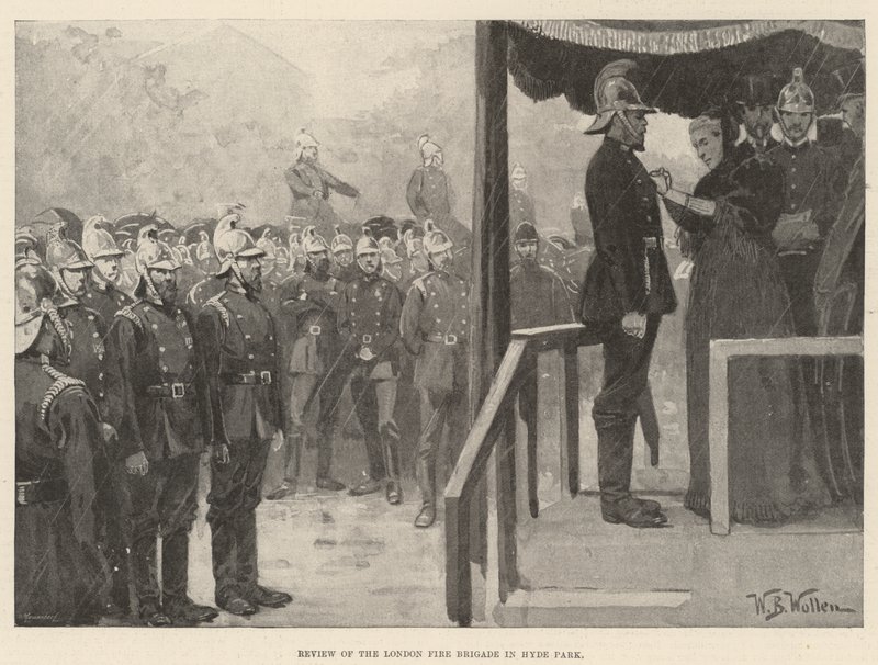 Rassegna della Brigata dei Vigili del Fuoco di Londra a Hyde Park da William Barnes Wollen