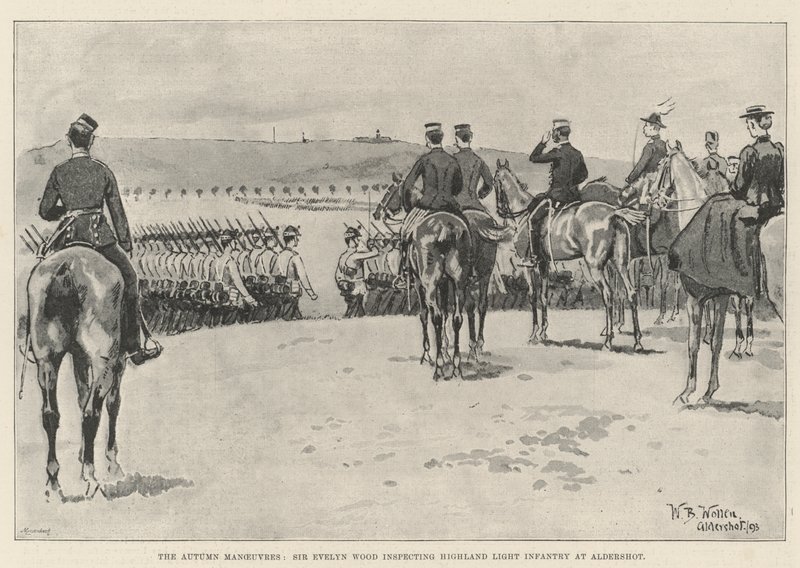 Le manovre autunnali, Sir Evelyn Wood ispeziona la Highland Light Infantry ad Aldershot da William Barnes Wollen
