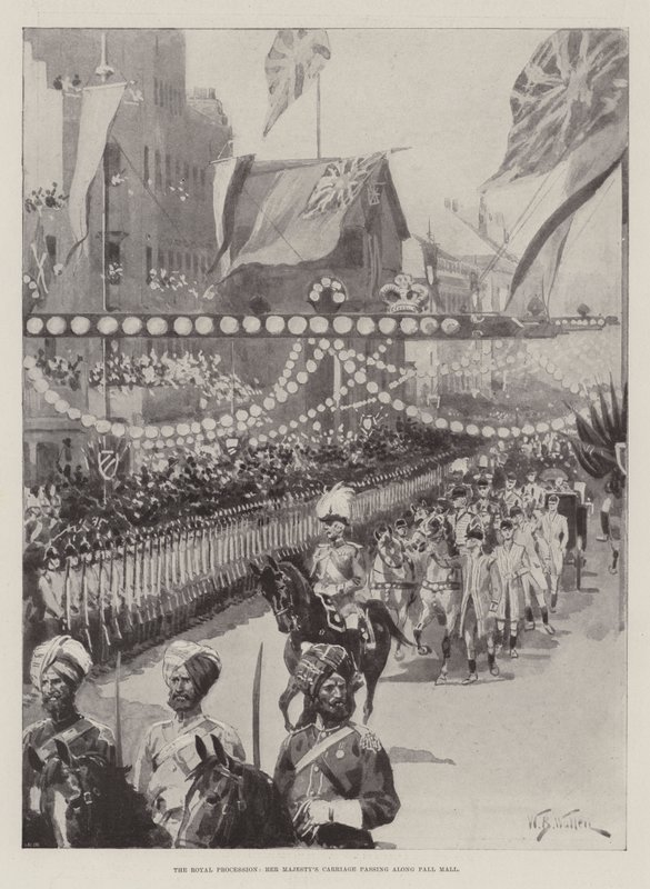 La processione reale, la carrozza di Sua Maestà che passa lungo Pall Mall da William Barnes Wollen
