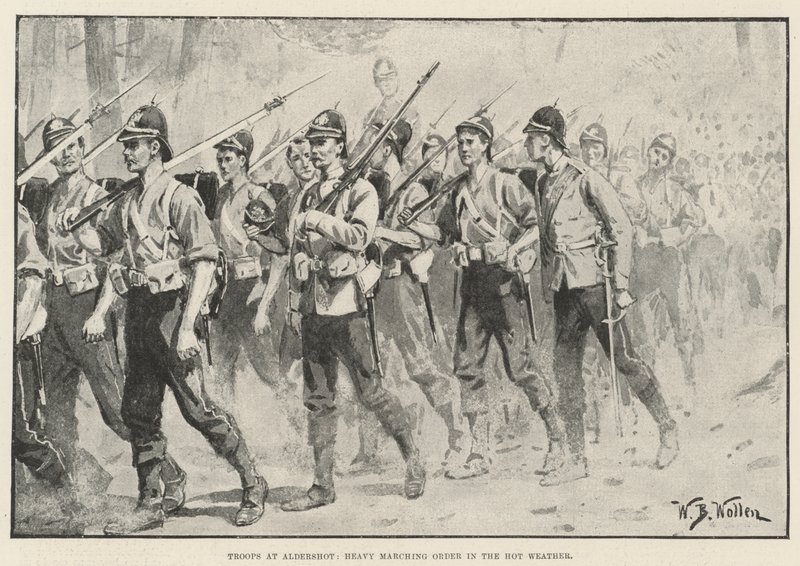 Truppe ad Aldershot, ordine di marcia pesante nel caldo da William Barnes Wollen