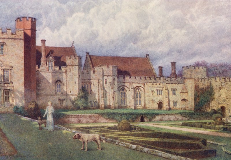 Penshurst Place dalla terrazza (litografia a colori) da William Biscombe Gardner