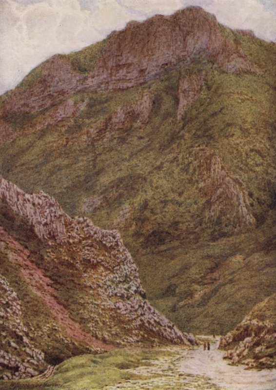 La Roccia del Leone nei Winnats, tra Castleton ed Edale (litografia a colori) da William Biscombe Gardner
