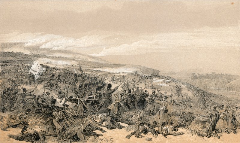 Seconda carica delle Guardie, quando ripresero la batteria a due cannoni nella battaglia di Inkermann da William Crimea Simpson