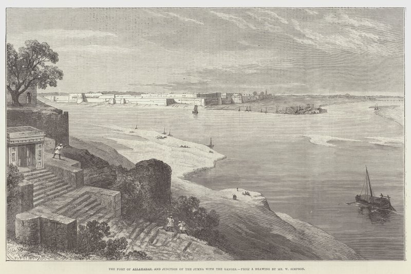 Il forte di Allahabad e la confluenza del Jumna con il Gange da William Crimea Simpson