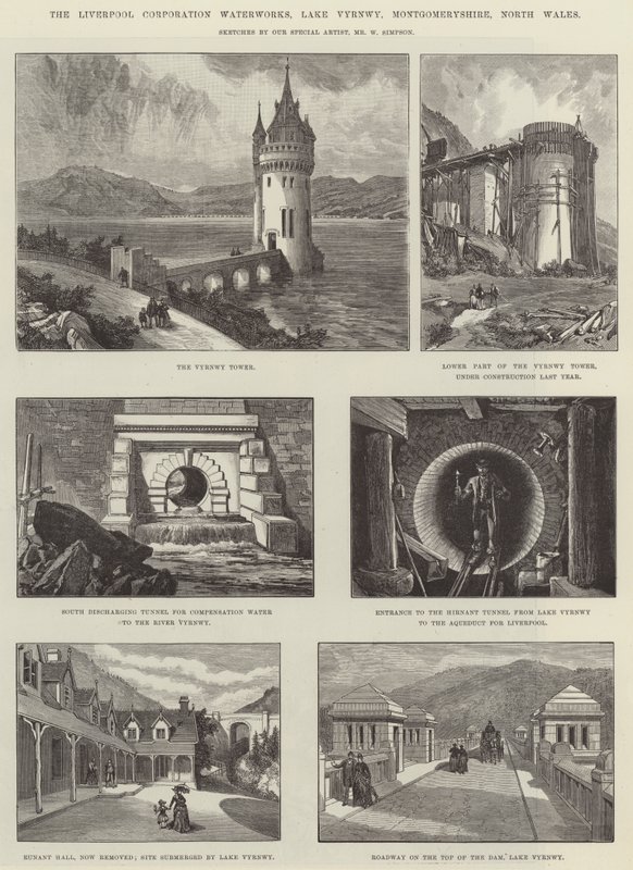 Acquedotto della Corporazione di Liverpool, Lago Vyrnwy, Montgomeryshire, Galles del Nord da William Crimea Simpson